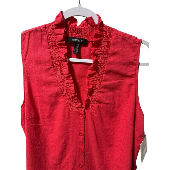 Ellen Tracy Sleeveless Top Size M NWT Geranium Color - Picture 3 of 9